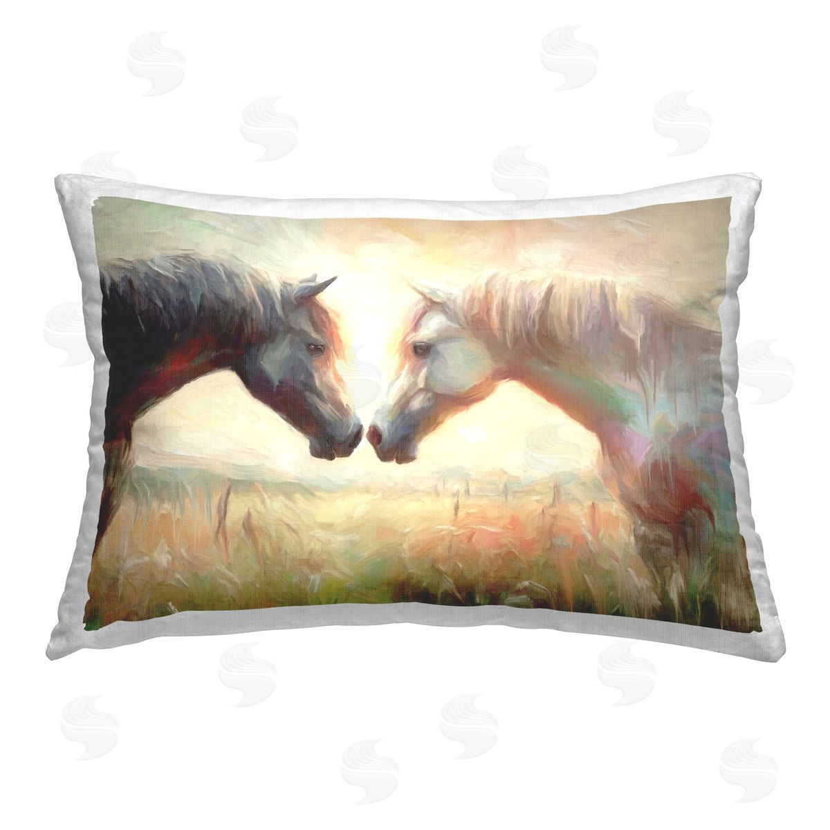 Ramona Murdock Soft Sunlit Horses Printed Plush Polyester Throw Pillow