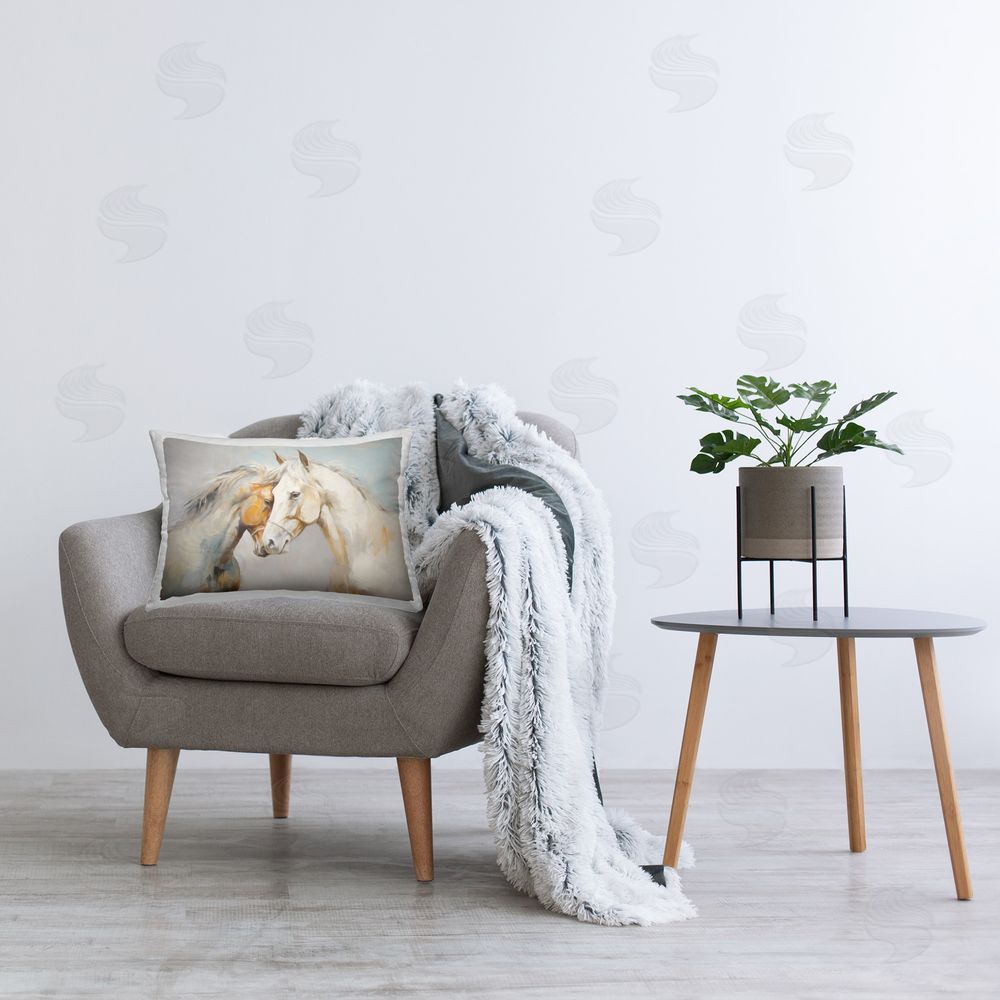 Ramona Murdock Hugging Horse Pair Printed Plush Polyester Throw Pillow On Chair