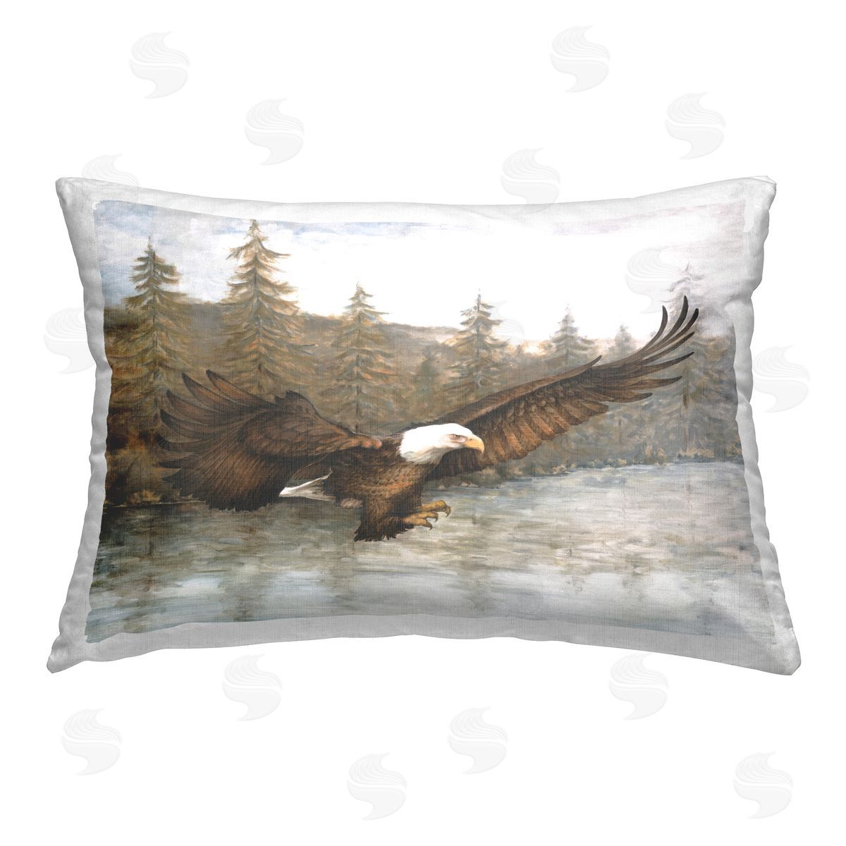 Dogwood Portfolio Rustic Soaring Eagle Printed Plush Polyester Throw Pillow