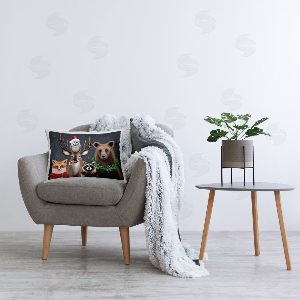 Elizabeth Tyndall Winter Forest Animals Printed Plush Polyester Throw Pillow On Chair