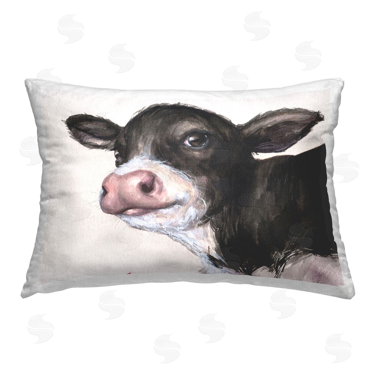 George Dyachenko Baby Cow Face Printed Plush Polyester Throw Pillow