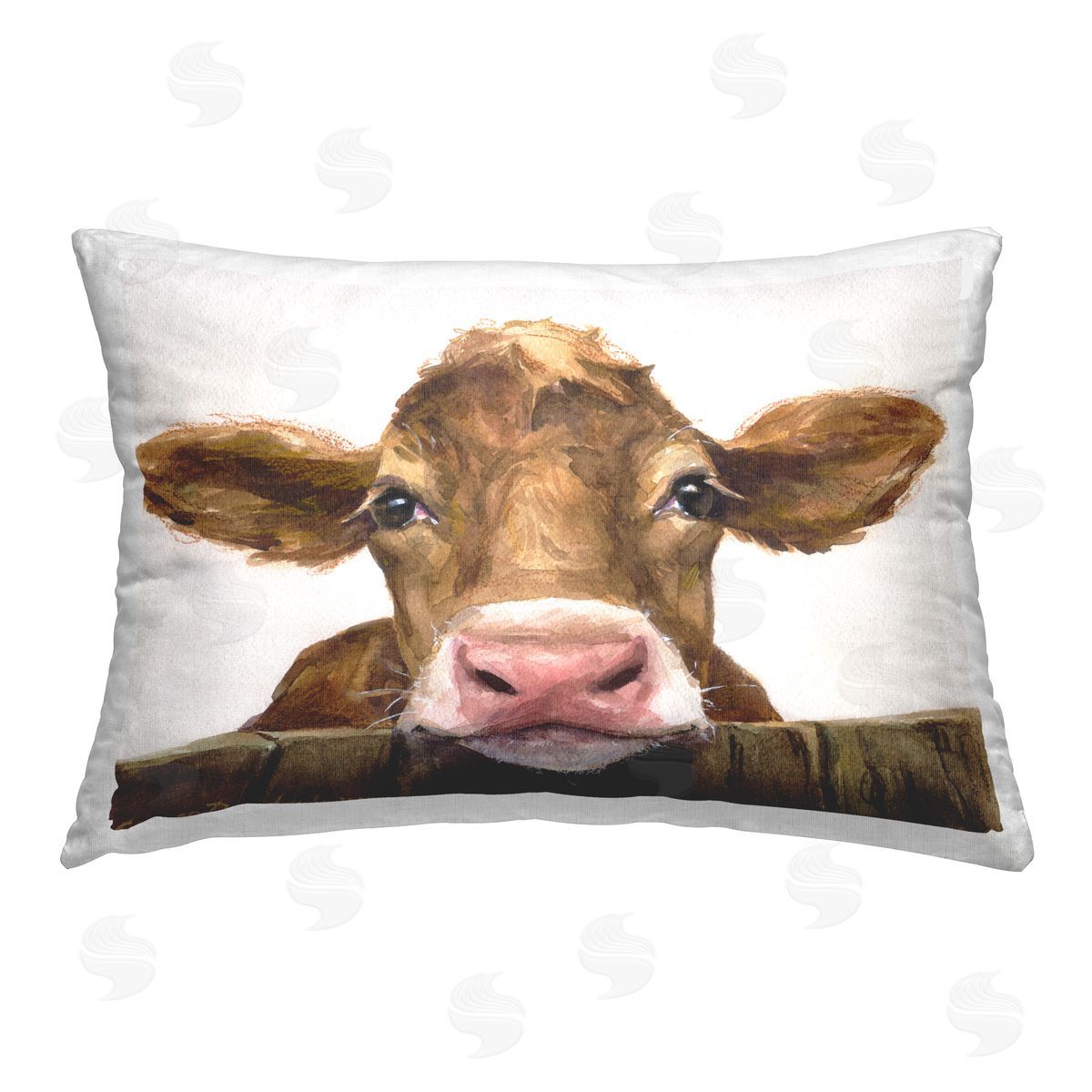 George Dyachenko Serene Brown Cattle Printed Plush Polyester Throw Pillow