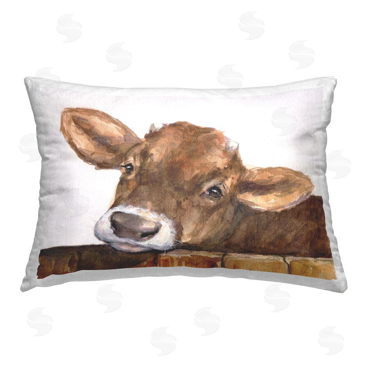 George Dyachenko Cattle Resting on Fence Printed Plush Polyester Throw Pillow