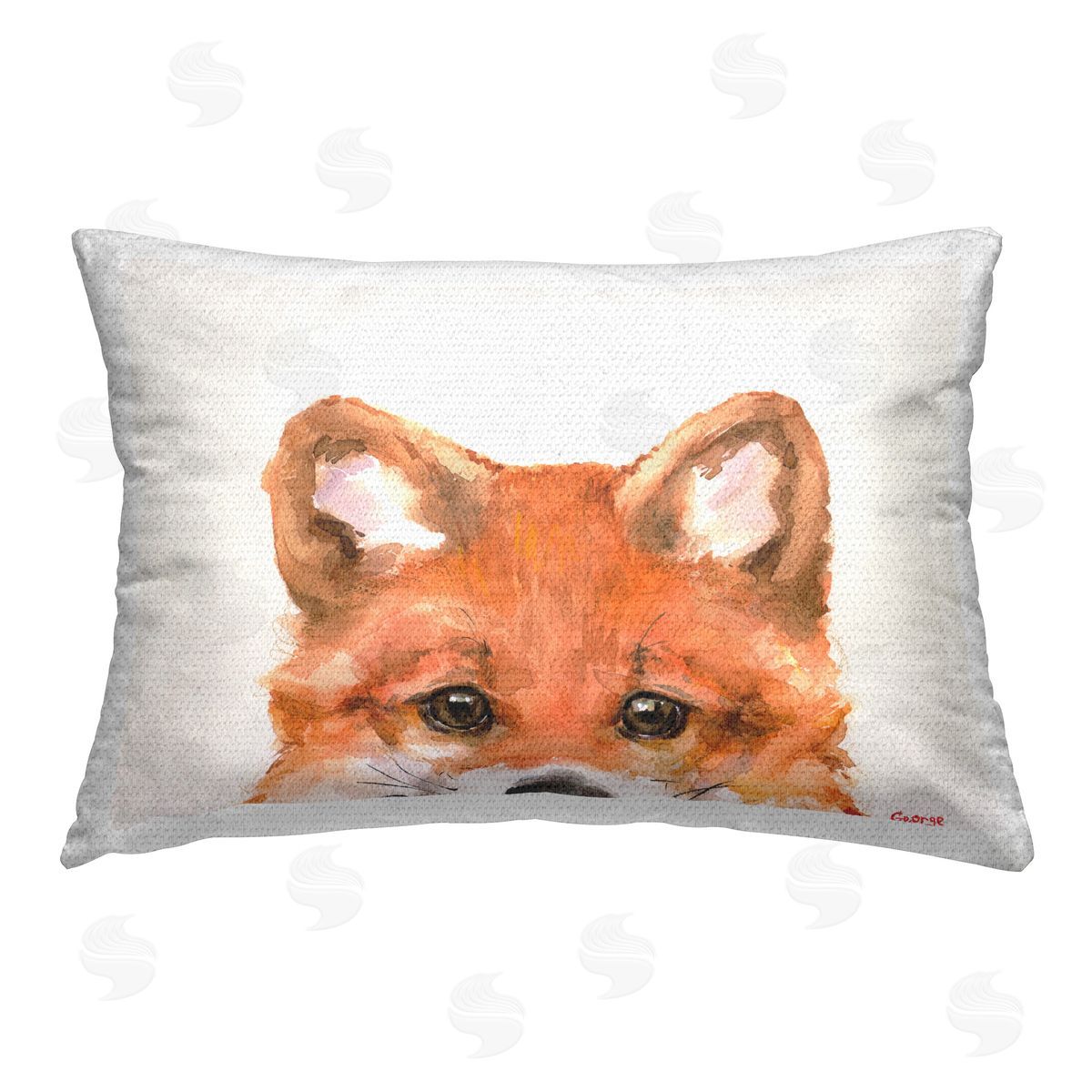 George Dyachenko Baby Fox Kit Face Outdoor Quick-Dry Polyester Printed Throw Pillow