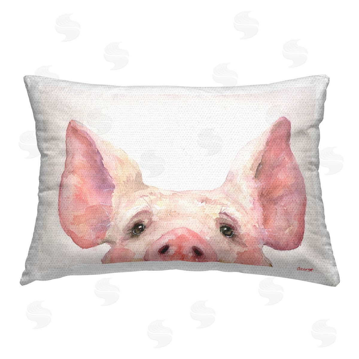George Dyachenko Cute Piglet Face Outdoor Quick-Dry Polyester Printed Throw Pillow