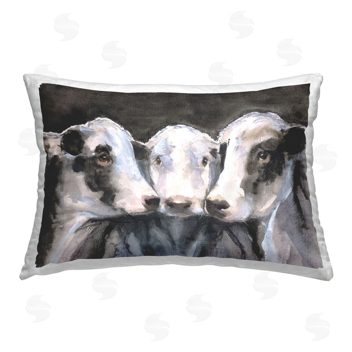 George Dyachenko Cow Trio Portrait Printed Plush Polyester Throw Pillow