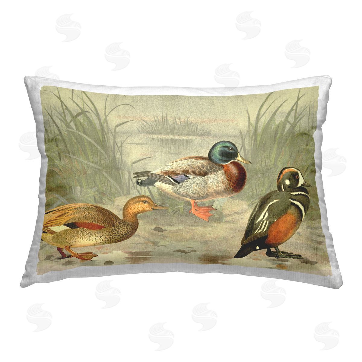 Gail Fraser Ducks & Pond Nature Printed Plush Polyester Throw Pillow