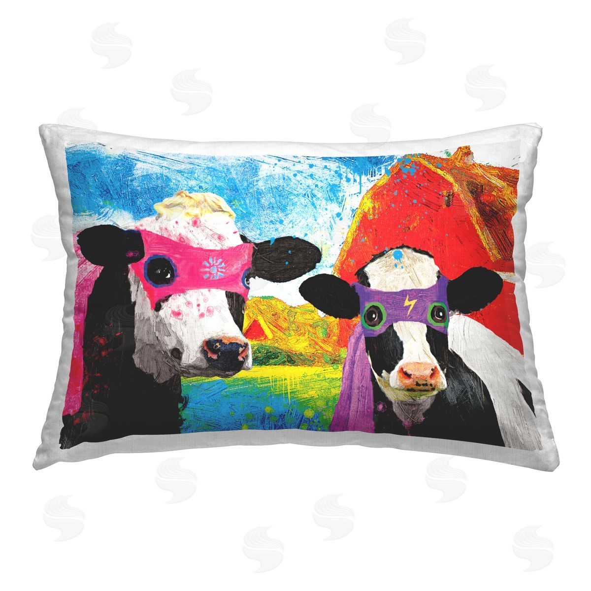 Porter Hastings Abstract Superhero Cows Printed Plush Polyester Throw Pillow