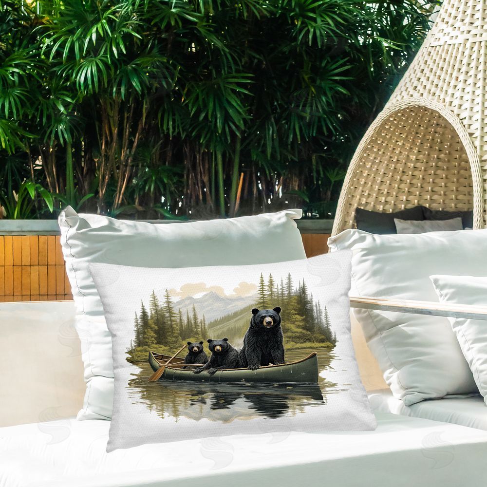 Jim Baldwin Canoeing Bears on Lake Outdoor Quick-Dry Polyester Printed Throw Pillow in Back Yard