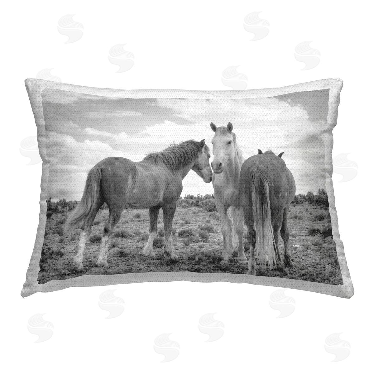 JG Studios Horses in Pasture Nature Outdoor Quick-Dry Polyester Printed Throw Pillow
