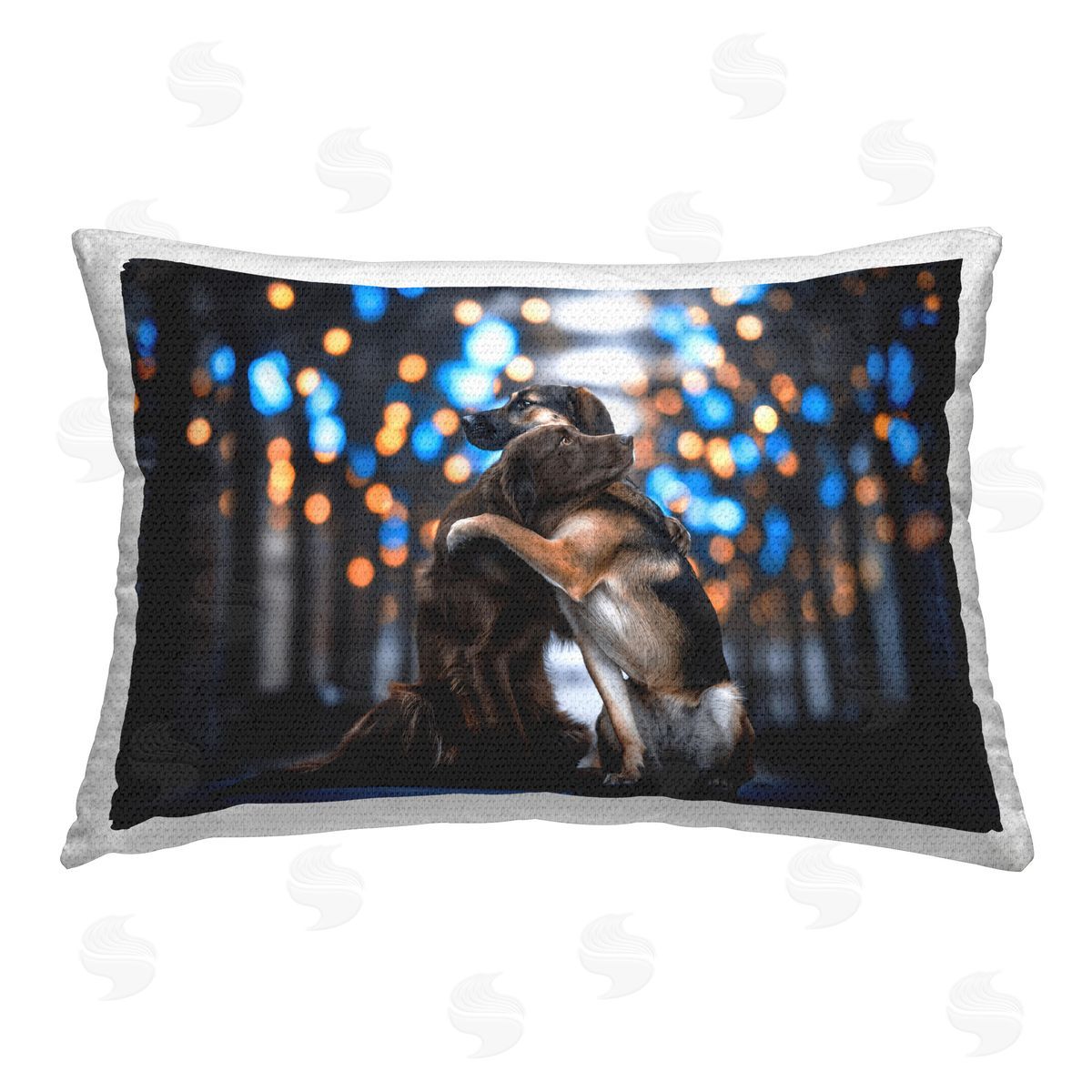 Natalie Grosse Hugging Dogs Among Bokeh Outdoor Quick-Dry Polyester Printed Throw Pillow