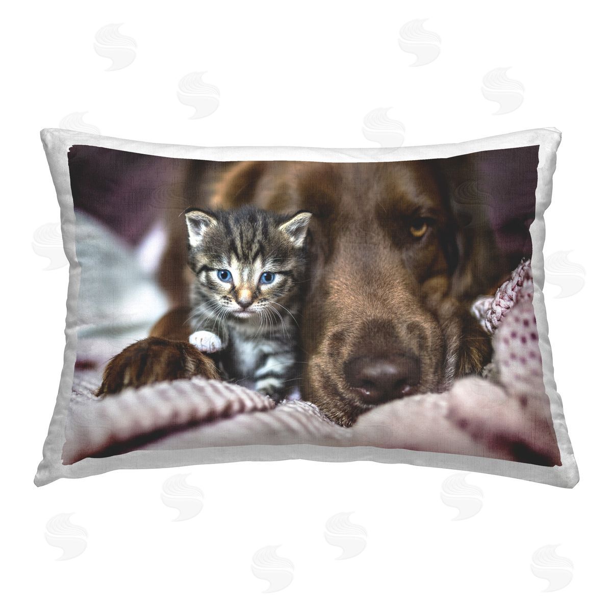 Natalie Grosse Kitten & Dog Friendship Printed Plush Polyester Throw Pillow