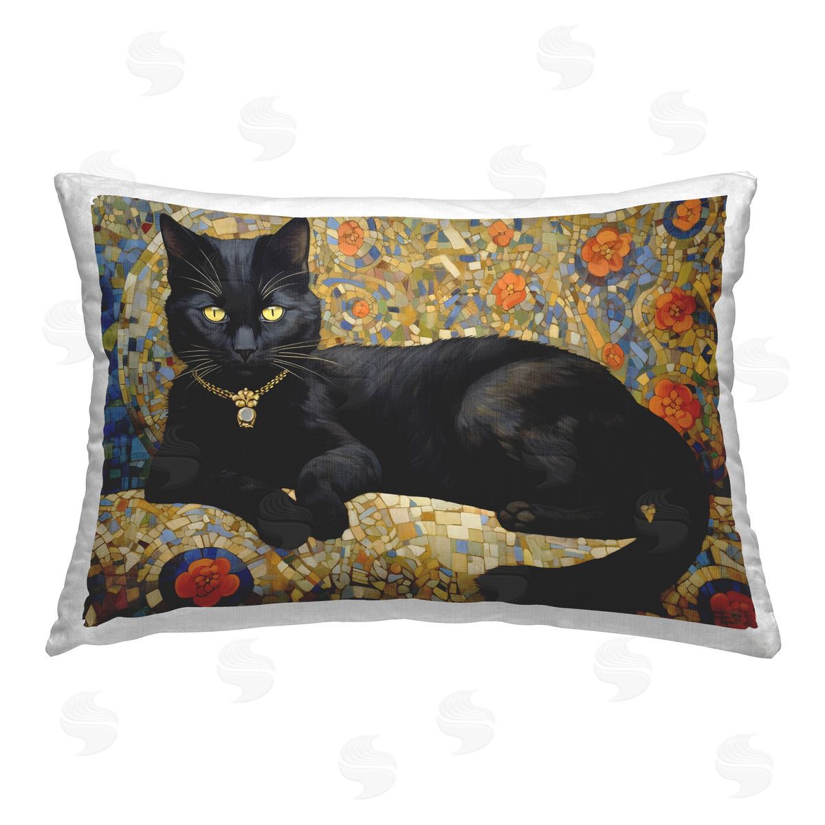 RB Luxurious Black Cat Printed Plush Polyester Throw Pillow