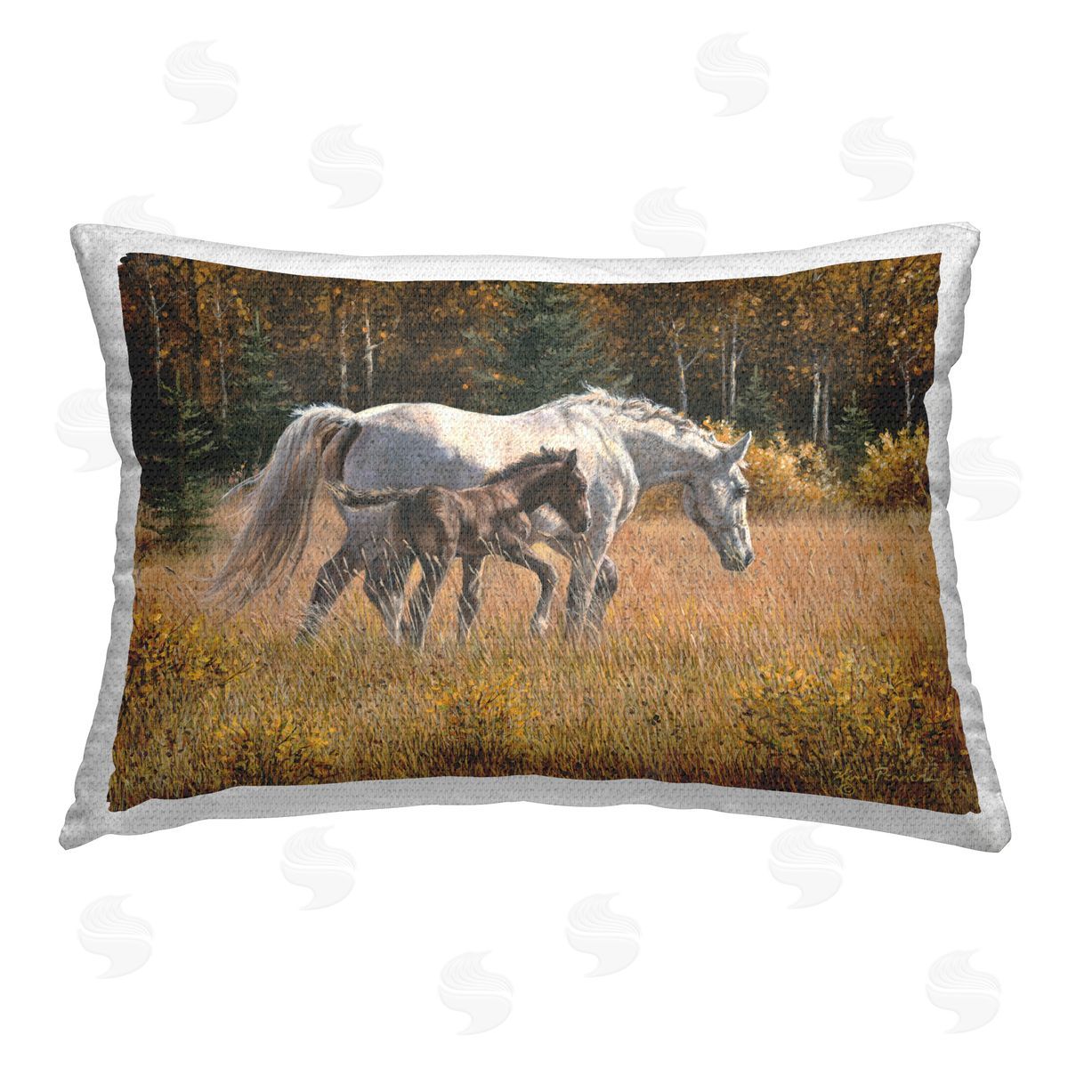 Kim Penner Horses Trotting Countryside Outdoor Quick-Dry Polyester Printed Throw Pillow