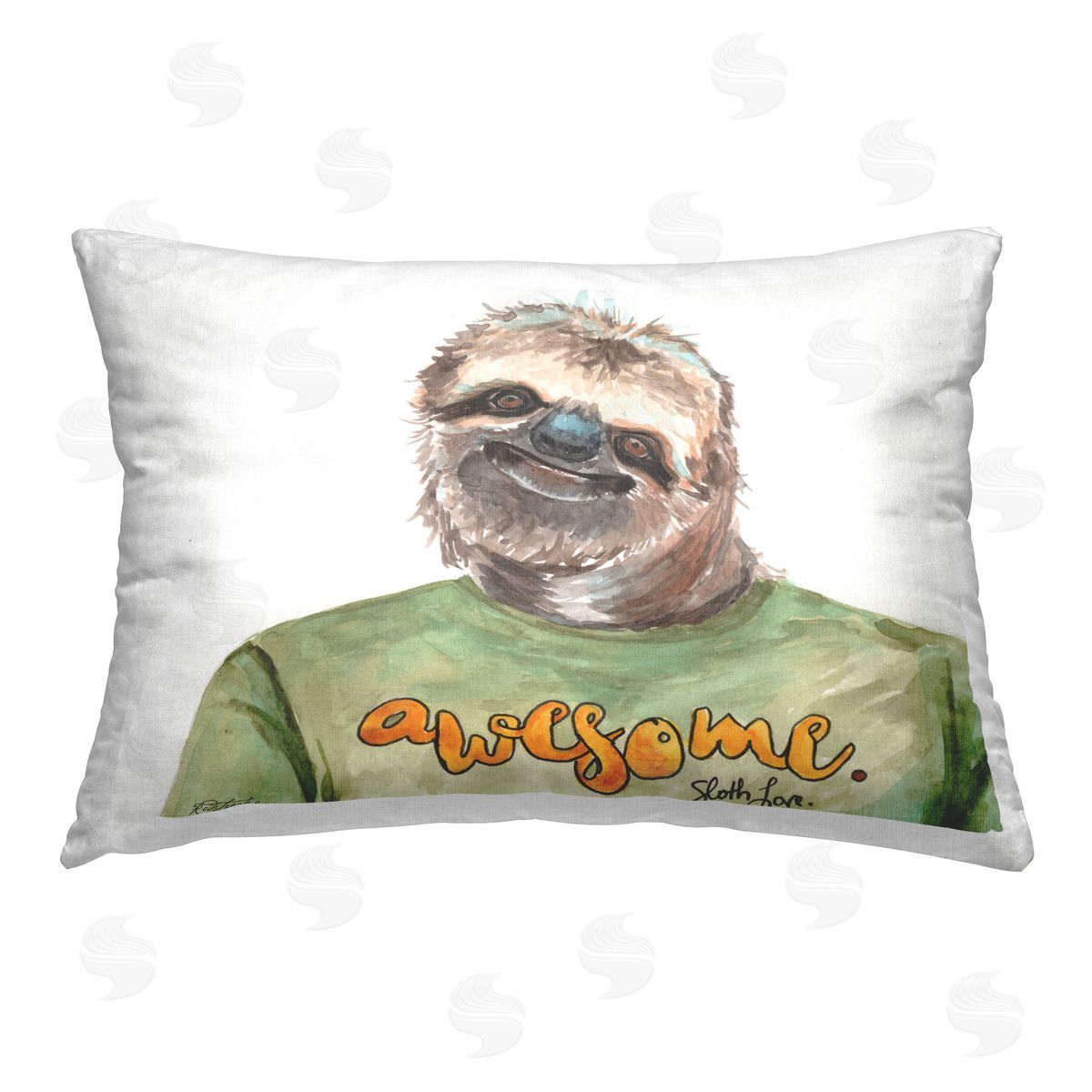 Jennifer Redstreake Awesome Smiling Sloth Printed Plush Polyester Throw Pillow