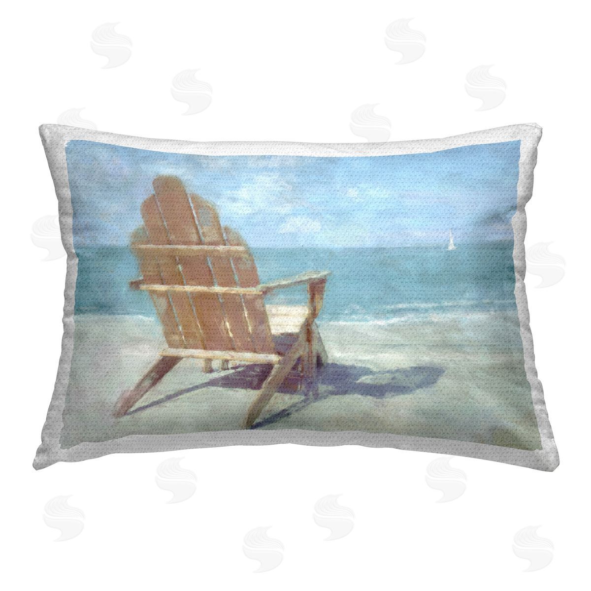 Noah Bay Distant Sailboat View Outdoor Quick-Dry Polyester Printed Throw Pillow