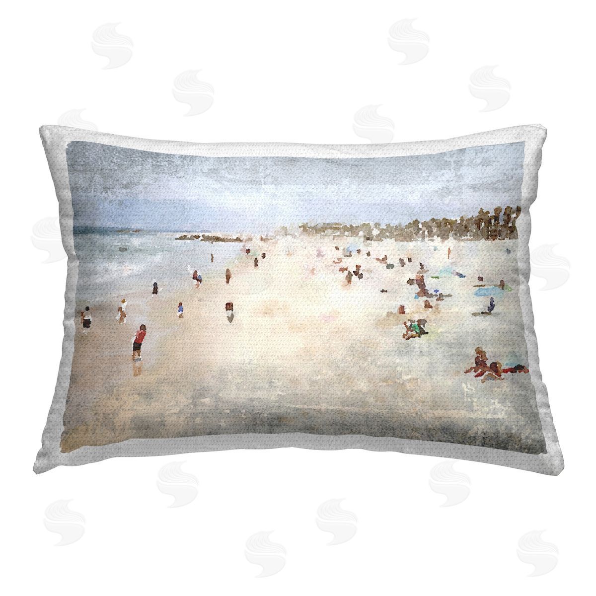 Irena Orlov Abstract Beachgoers Scene Outdoor Quick-Dry Polyester Printed Throw Pillow