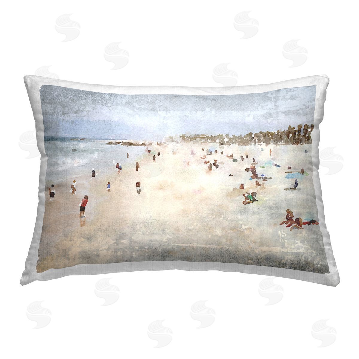 Irena Orlov Abstract Beachgoers Scene Printed Plush Polyester Throw Pillow