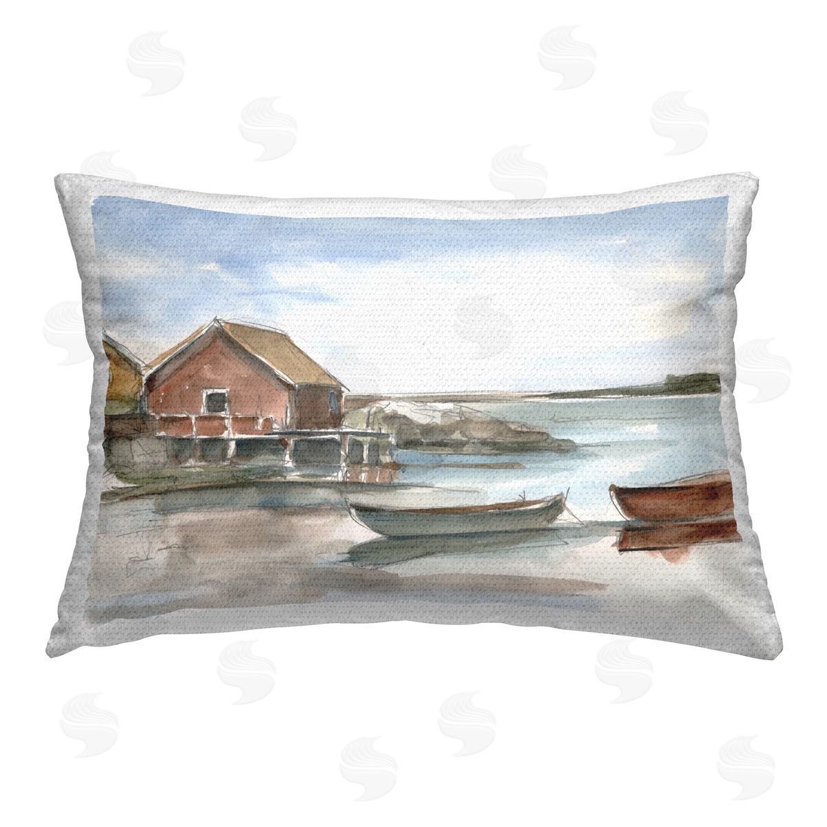 Ethan Harper Beach Shack Scenery Outdoor Quick-Dry Polyester Printed Throw Pillow