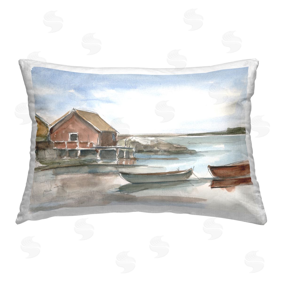 Ethan Harper Beach Shack Scenery Printed Plush Polyester Throw Pillow