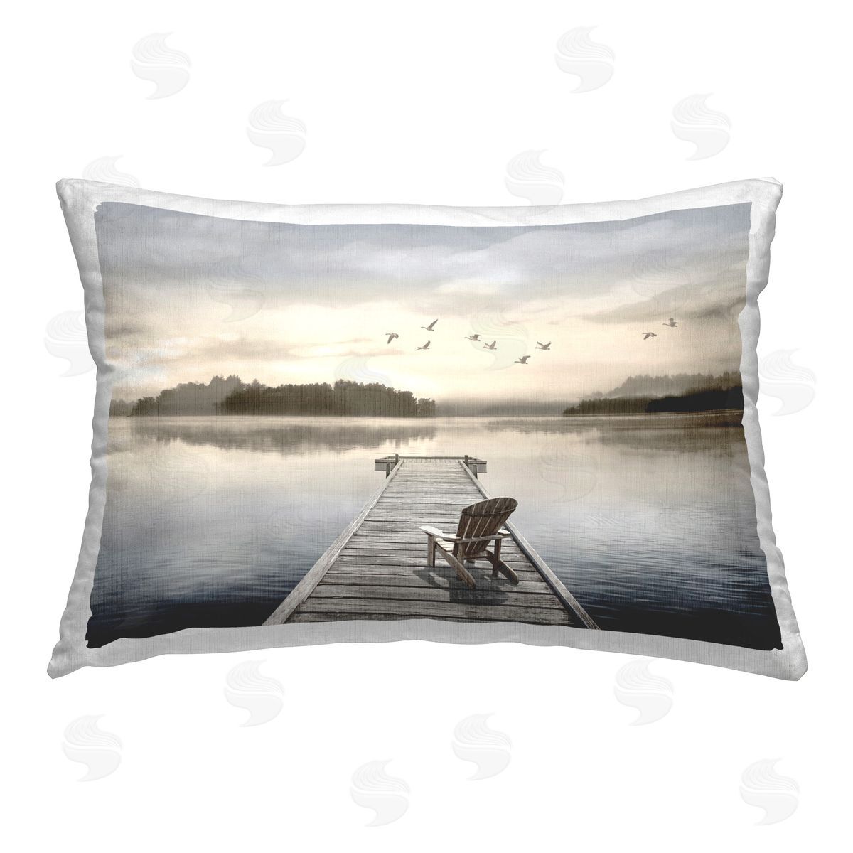 Amber Sterling Waterfront Dock View Printed Plush Polyester Throw Pillow