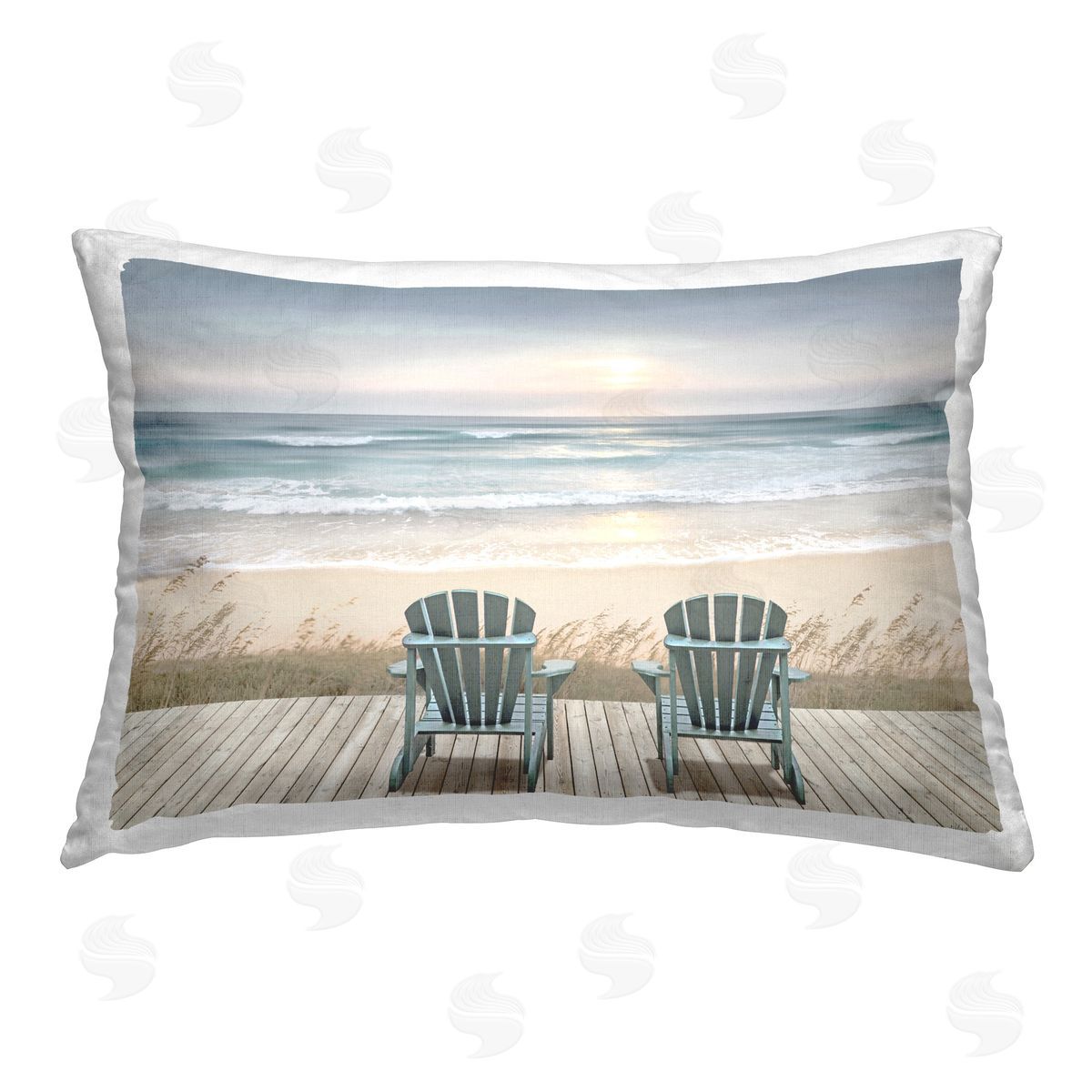 Amber Sterling Overlooking Beach Horizon Printed Plush Polyester Throw Pillow