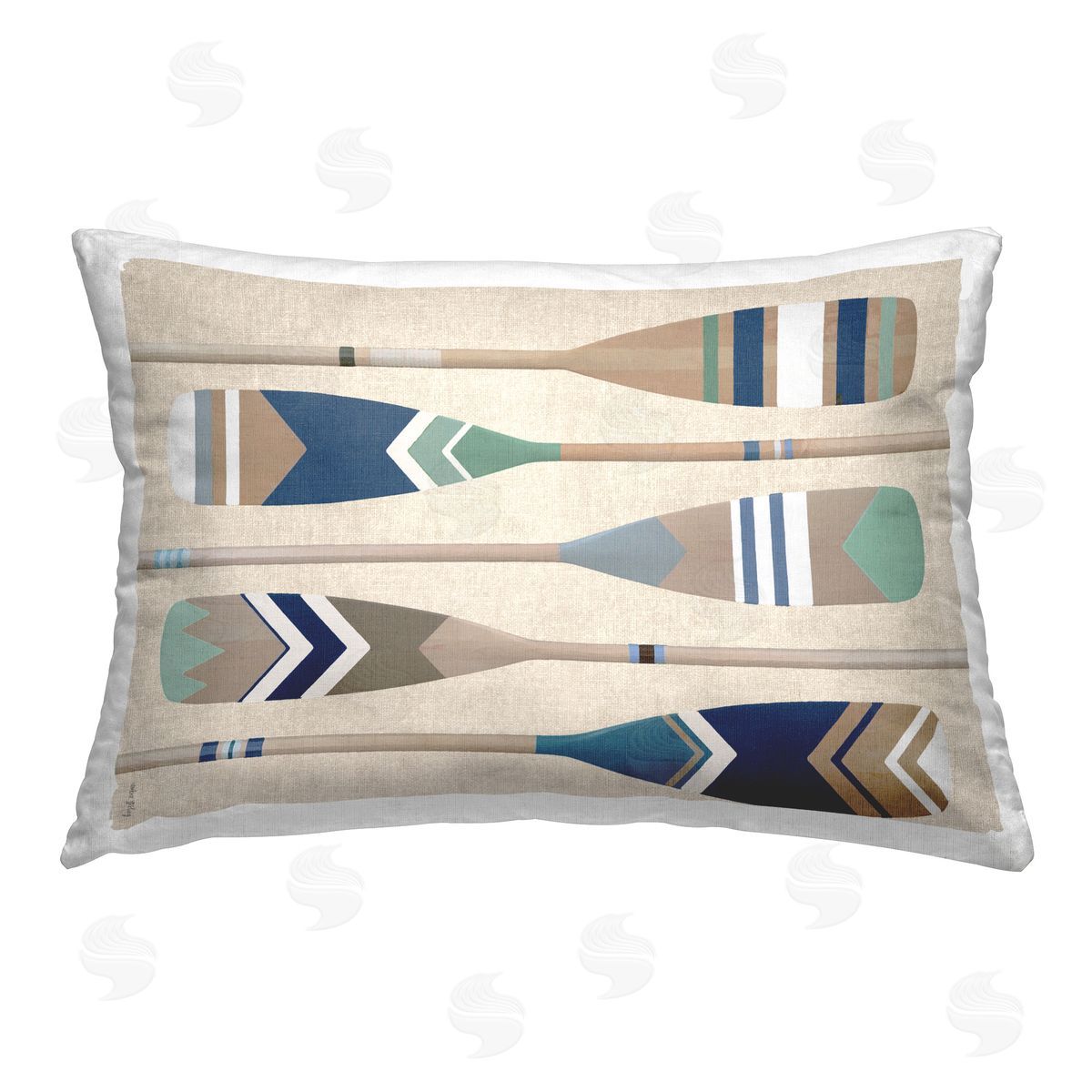 Amber Sterling Striped Boat Paddles Printed Plush Polyester Throw Pillow