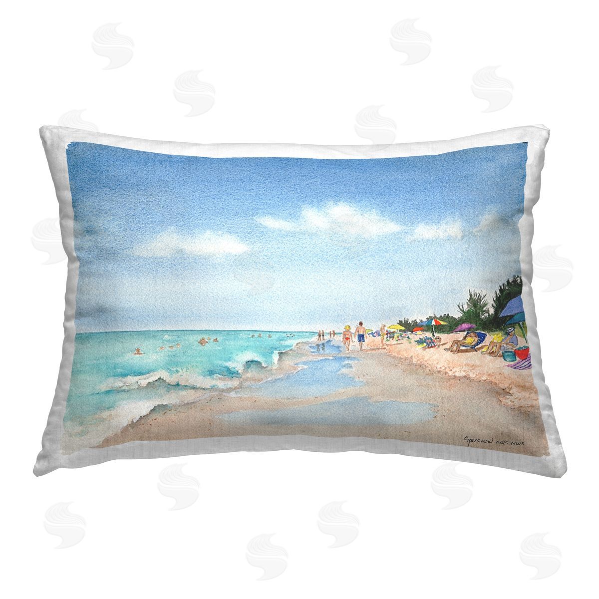 Christine Reichow Beach Vacation Shore Printed Plush Polyester Throw Pillow