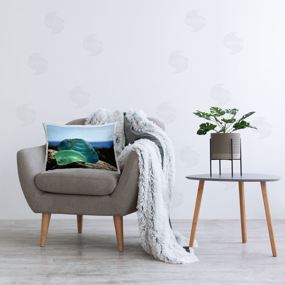 Graffitee Studios Time & Sea Phrase Printed Plush Polyester Throw Pillow On Chair