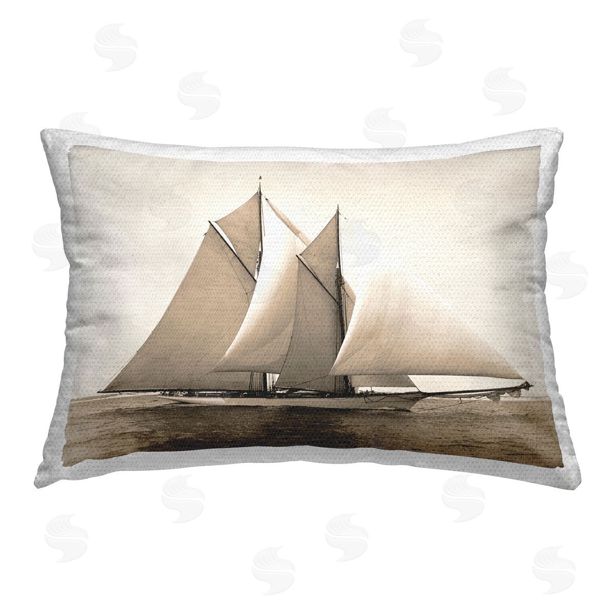Graffitee Studios Vintage Yacht Seascape Outdoor Quick-Dry Polyester Printed Throw Pillow