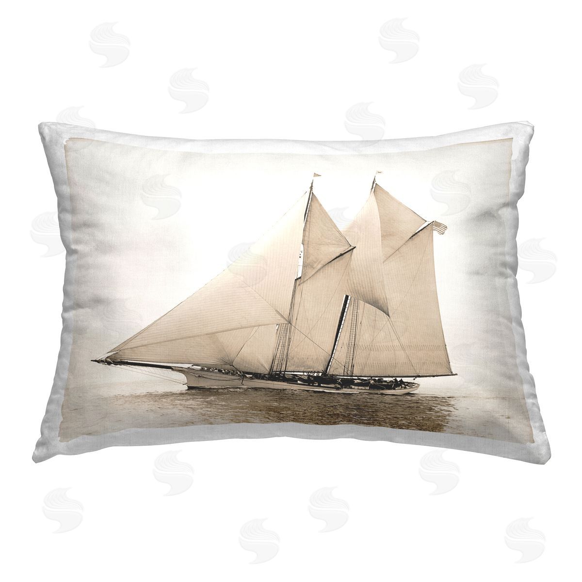 Graffitee Studios Vintage Watercraft Ship Printed Plush Polyester Throw Pillow