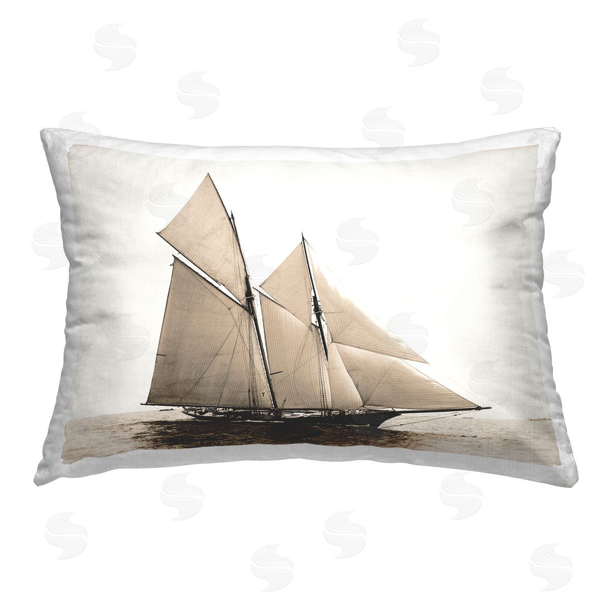Graffitee Studios Antique Naval Ship Printed Plush Polyester Throw Pillow