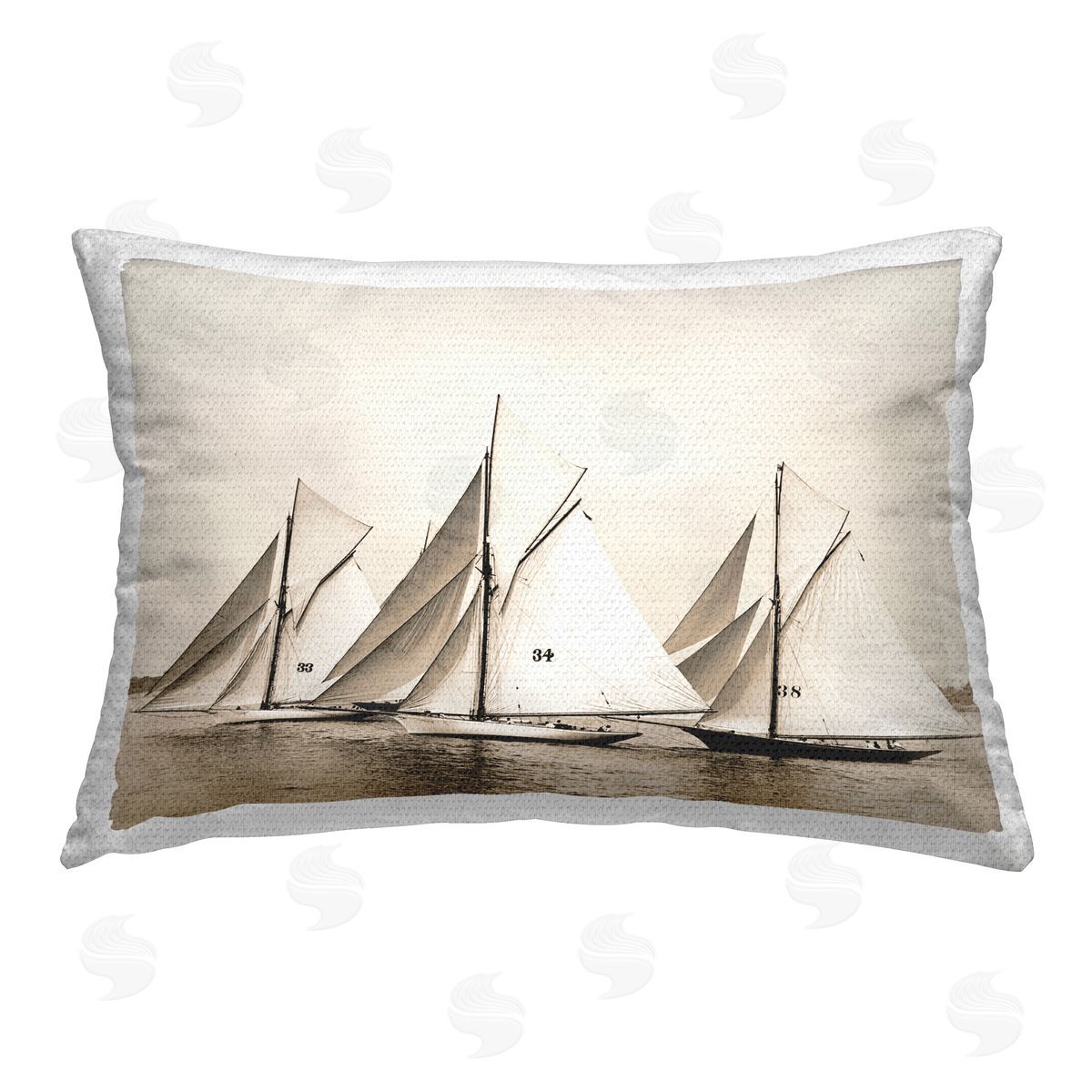 Graffitee Studios Naval Sailboat Fleet Outdoor Quick-Dry Polyester Printed Throw Pillow
