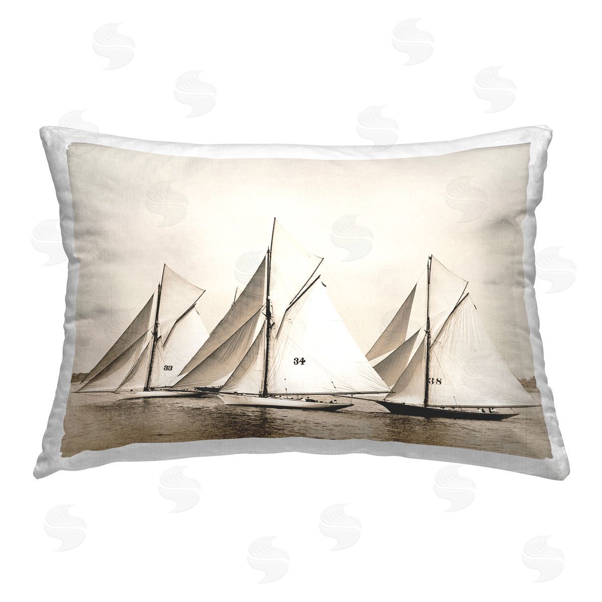 Graffitee Studios Naval Sailboat Fleet Printed Plush Polyester Throw Pillow