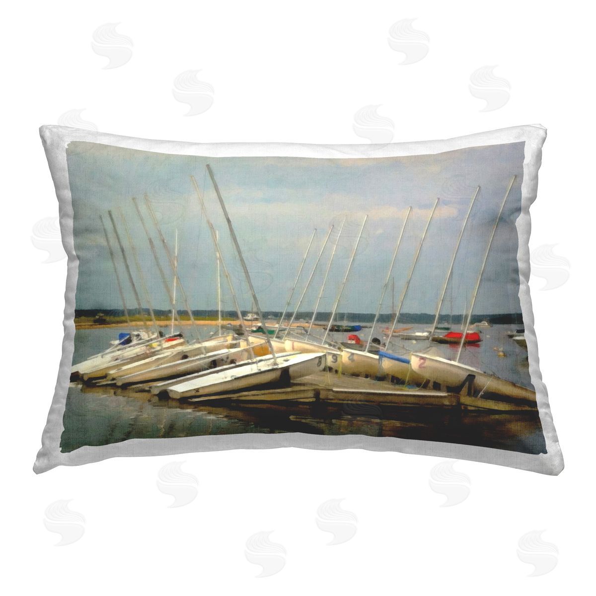 Graffitee Studios Boats Docked at Port Printed Plush Polyester Throw Pillow
