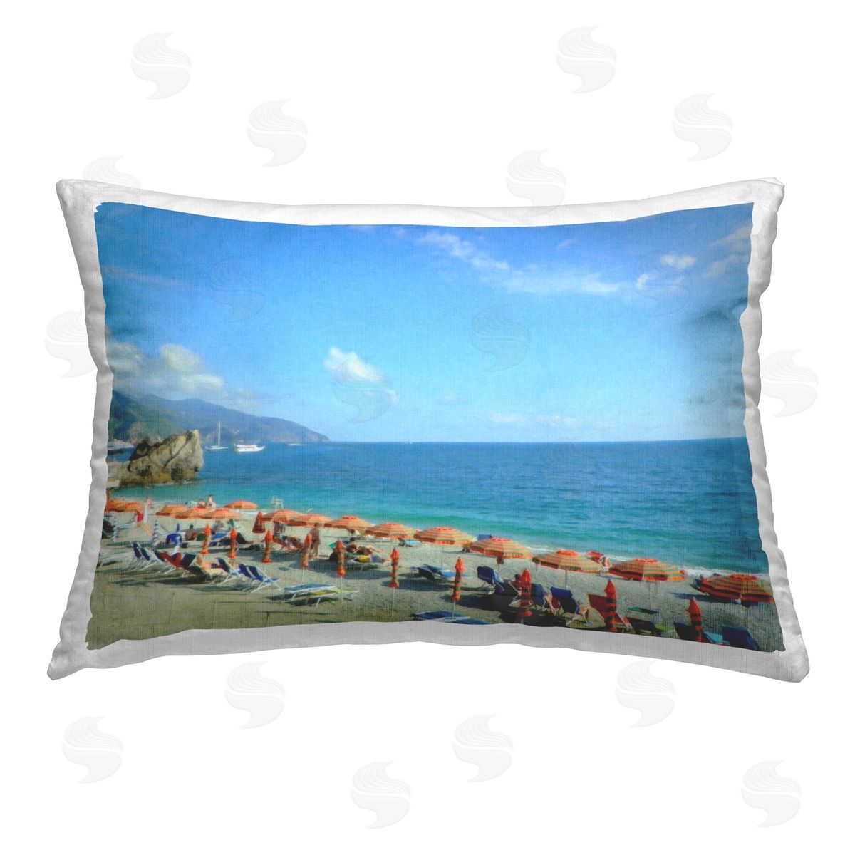 Graffitee Studios Summer Ocean Horizon Printed Plush Polyester Throw Pillow