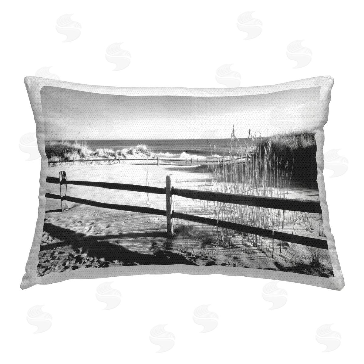 Graffitee Studios Beach Fence Shadow Outdoor Quick-Dry Polyester Printed Throw Pillow
