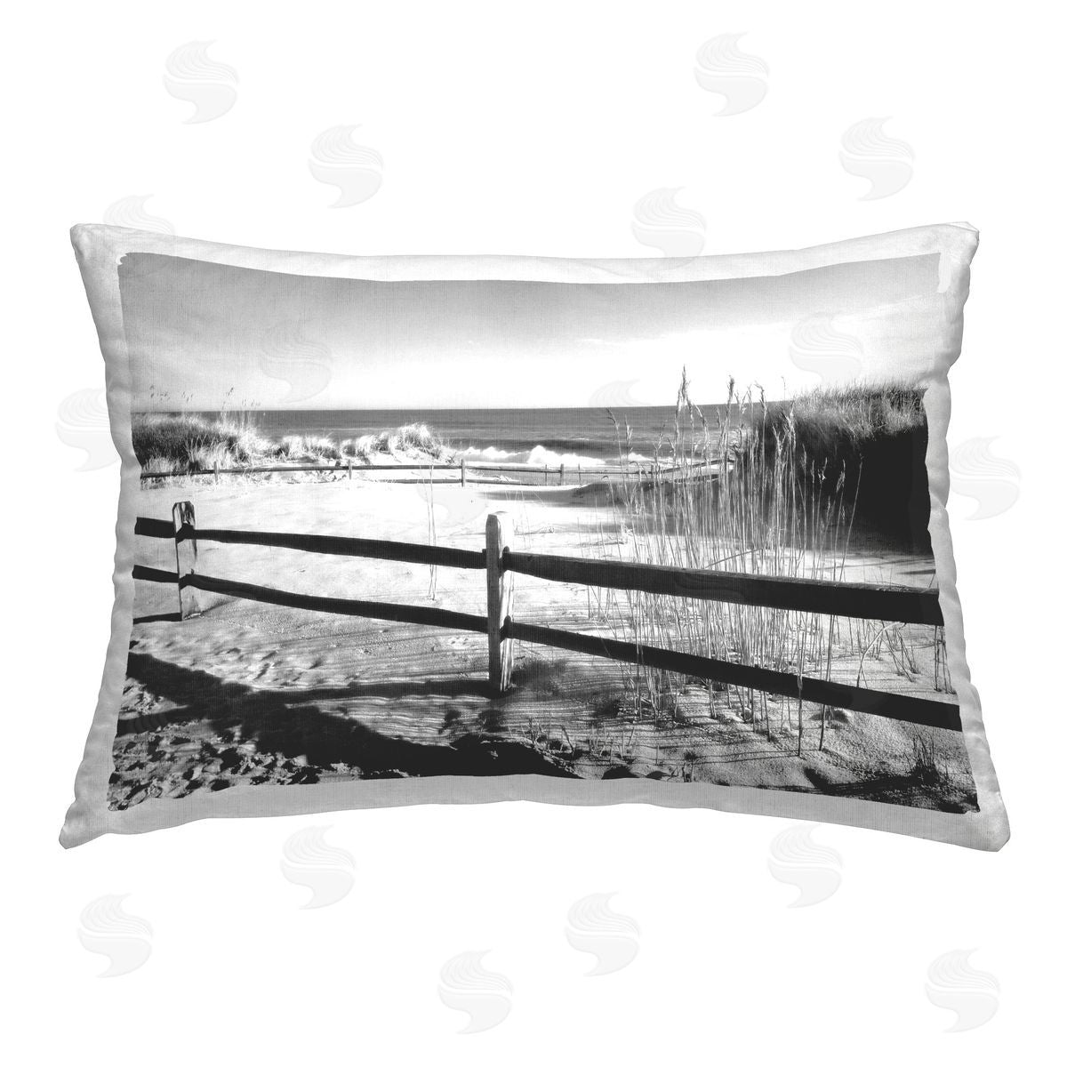 Graffitee Studios Beach Fence Shadow Printed Plush Polyester Throw Pillow