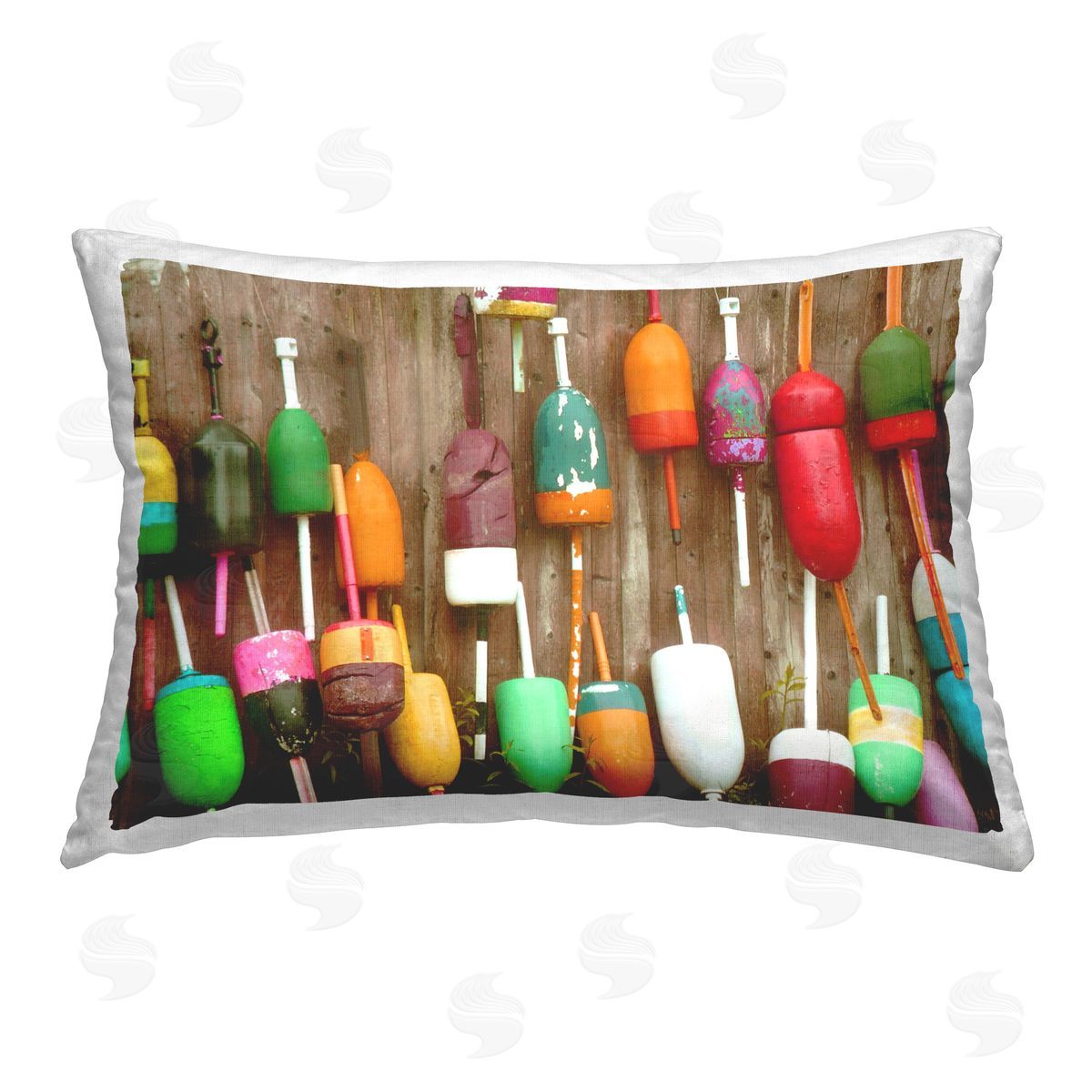 Stupell Studio Rustic Fishing Bobbers Printed Plush Polyester Throw Pillow