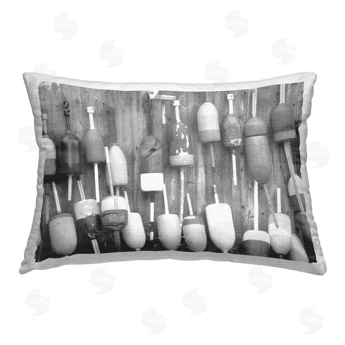 Stupell Studio Grey Fishing Bobbers Outdoor Quick-Dry Polyester Printed Throw Pillow