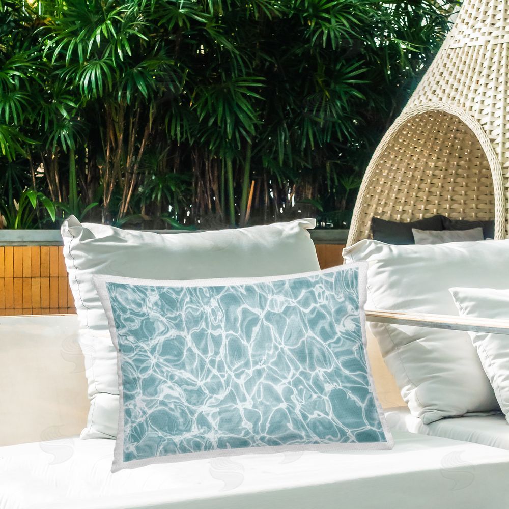 Sisi and Seb Pool Ripples Abstraction Outdoor Quick-Dry Polyester Printed Throw Pillow in Back Yard