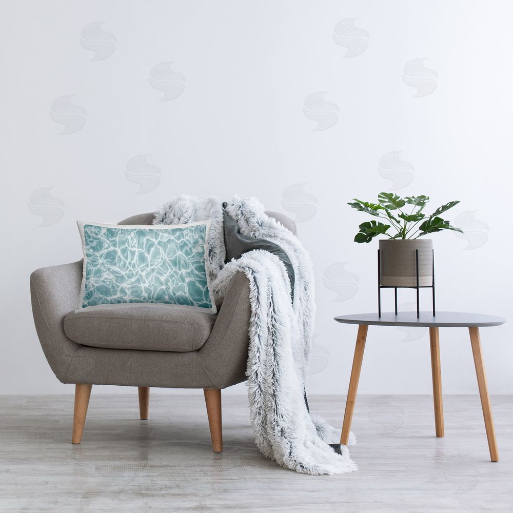 Sisi and Seb Pool Ripples Abstraction Printed Plush Polyester Throw Pillow On Chair
