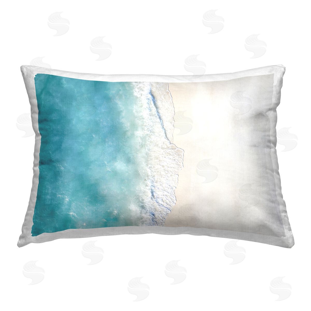 Sisi and Seb Aerial Beach Tropics Printed Plush Polyester Throw Pillow