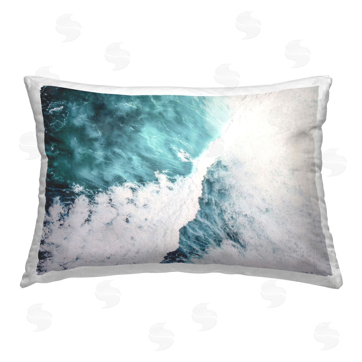 Sisi and Seb Aerial Ocean Foam Printed Plush Polyester Throw Pillow