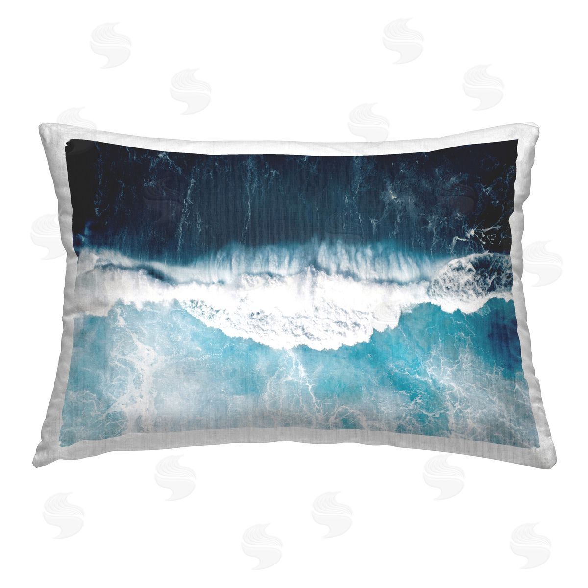 Sisi and Seb Aerial Waves Splashing Printed Plush Polyester Throw Pillow