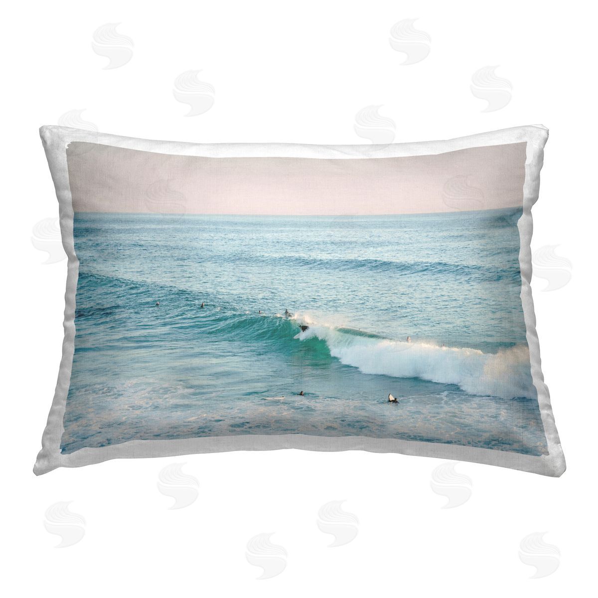 Sisi and Seb Surfing Wave Crest Printed Plush Polyester Throw Pillow