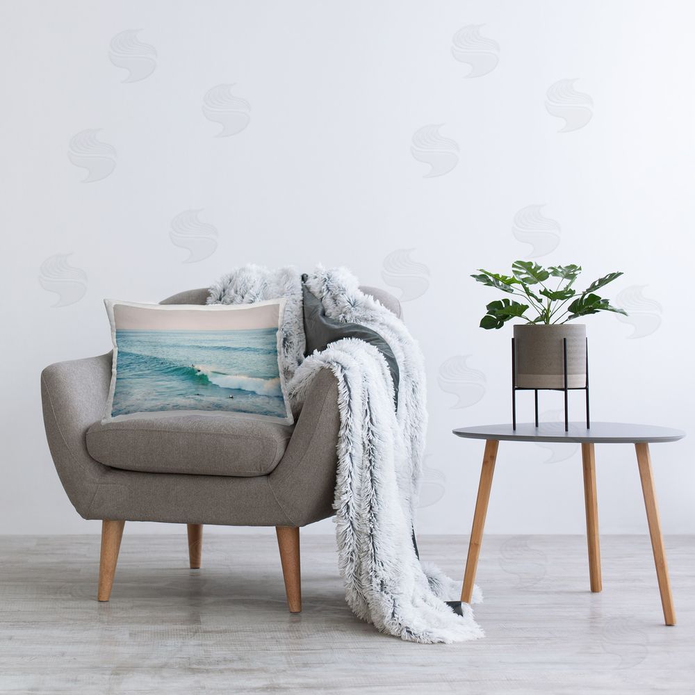 Sisi and Seb Surfing Wave Crest Printed Plush Polyester Throw Pillow On Chair