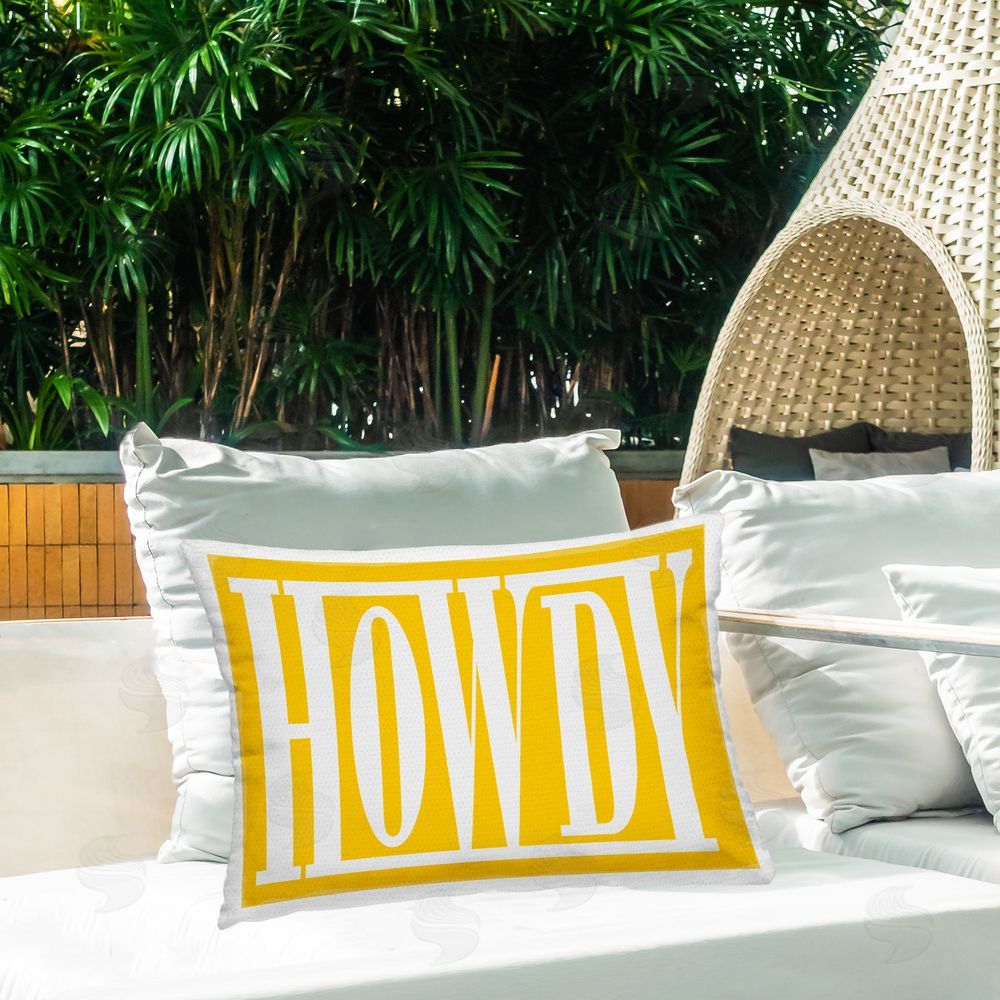 Grace Popp Howdy Yellow Rodeo Outdoor Quick-Dry Polyester Printed Throw Pillow in Back Yard