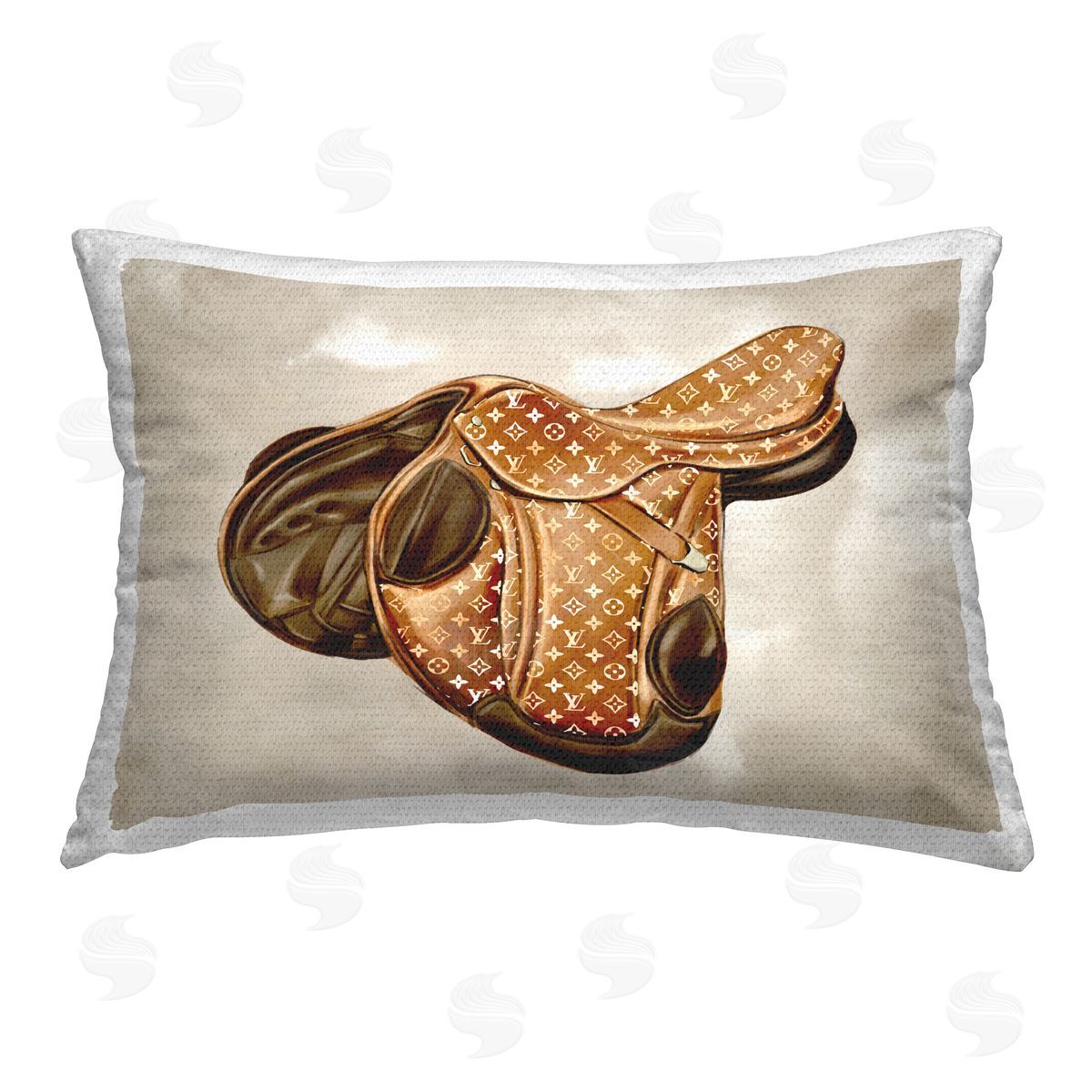 Ziwei Li Designer Equestrian Saddle Outdoor Quick-Dry Polyester Printed Throw Pillow