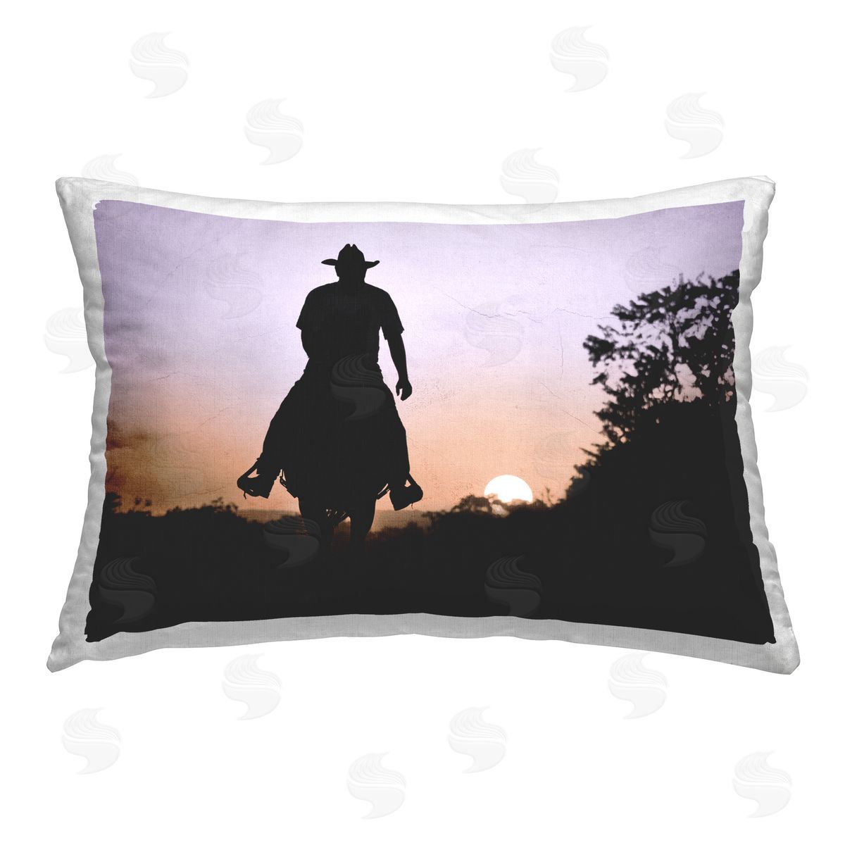 Marcus Prime Southern Cowboy Silhouette Printed Plush Polyester Throw Pillow